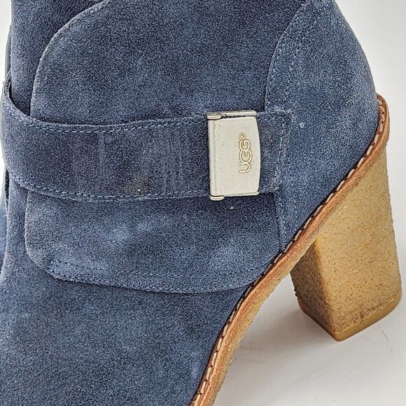UGG Australia Brienne Suede Indigo Buckle Ankle Booties Size 9.5 - Picture 11 of 12